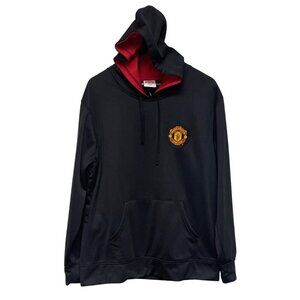 Manchester United Offical Merch Black Pull Over Hoodie Hooded Sweatshirt Large